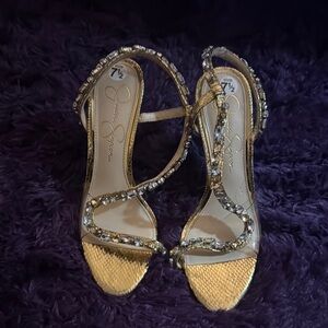 Jessica Simpson Glittering Gold Heels